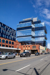 Obraz premium Toronto, Canada - June 19, 2018: Globe and Mail on the Headquarters office building in Toronto. The Globe and Mail is a Canadian newspaper printed in five cities in western and central Canada