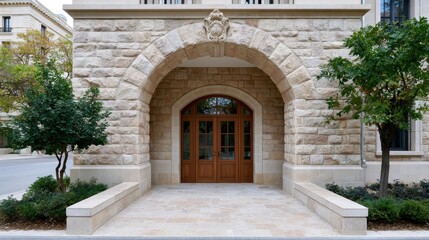 Fototapeta premium Stone arch entrance of luxury villa, mediterranean architecture and real estate.