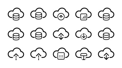 Obraz premium Cloud upload and download line art icons – Great for web application interfaces, cloud storage services, or digital asset platforms.