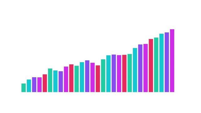 Animated Colorful Bar Graphs Visualizing Data Trends in twhi background color, white and black