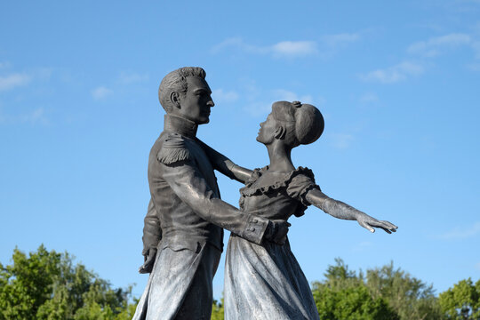 PODOLSK, RUSSIA - MAY 27, 2026: Fragment of the sculpture "Natasha Rostova's First Ball". Podolsk, Moscow region