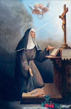 Painting (19th century) of Saint Rita of Cascia, Patroness of hopeless causes.