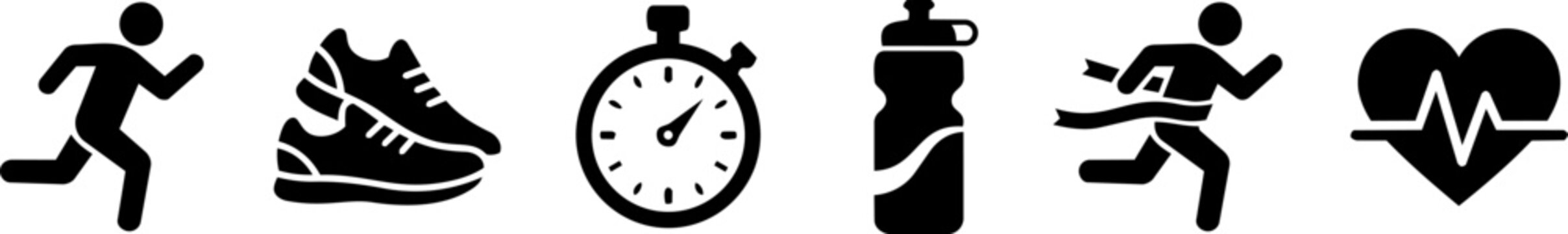 Running, fitness tracking and sports performance icon set