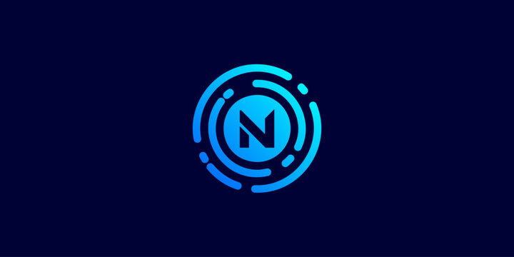 Tech Letter N Circle Logo Template
