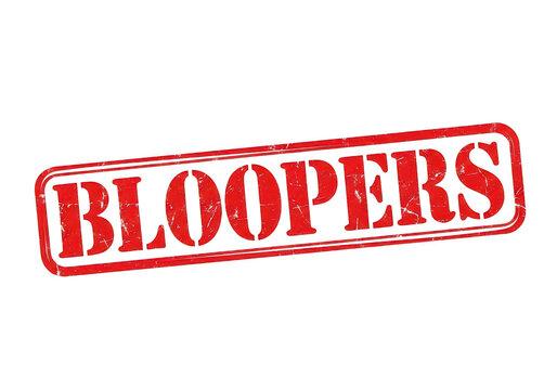 Red grunge rubber stamp impression featuring the word bloopers in bold capital letters for production mistakes and cinematic outtakes concept isolated on a transparent background