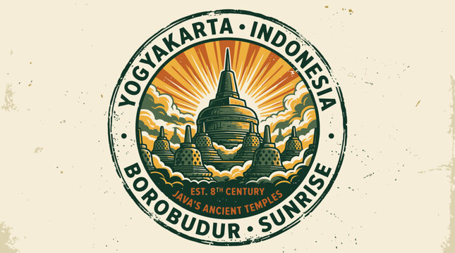 Borobudur temple illustration design indonesian cultural landmark