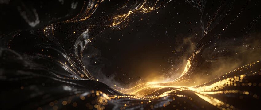 Liquid Gold abstract liquid gold wave energy background shimmer swirl fantasy space vortex glowing dust dynamic motion black luxury texture luminous vortex light background with magical cosmic