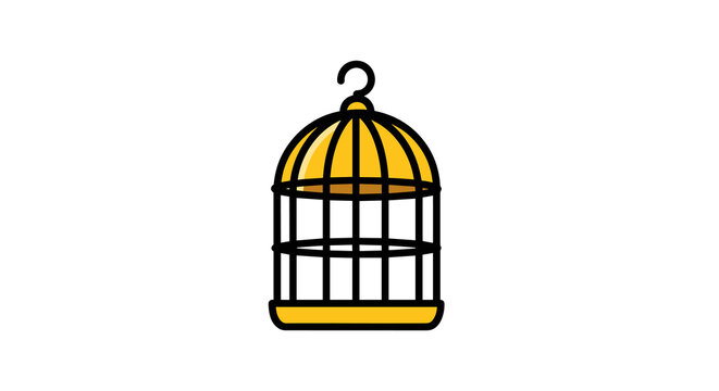 Yellow birdcage for pet birds and indoor decor