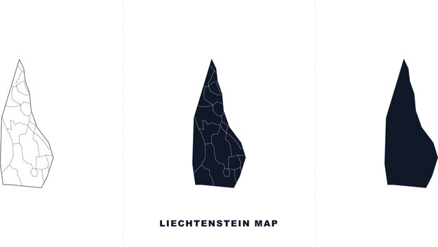 Liechtenstein map with administrative divisions