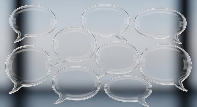 Clear Plastic Interlocking Rings on White Background Closeup.