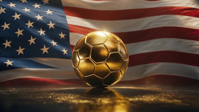 Golden Soccer Ball Illuminates Triumph for WORLD CUP 2026, USA A Symbol of American Sporting Ambition and Global Excellence Unveiled on a Grand Stage