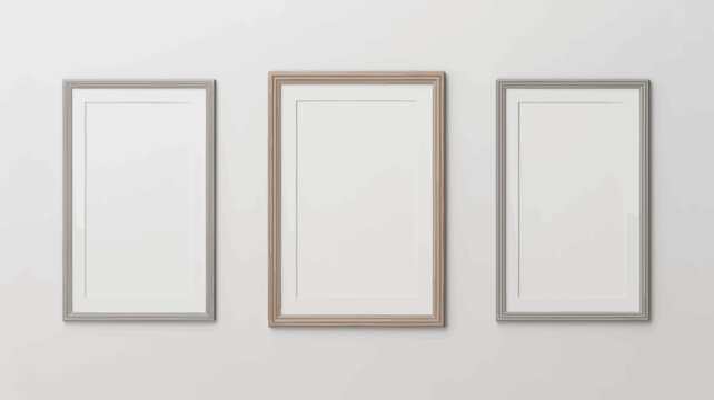 three rectangular frames on white wall picture minimalist neutral colors art display gallery modern decor empty simple design interior home scenic
