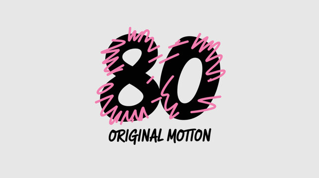number eighty with pink doodles vector illustration graphic design artwork digitally created modern stylish iconic retro vintage eighties decade celebration event