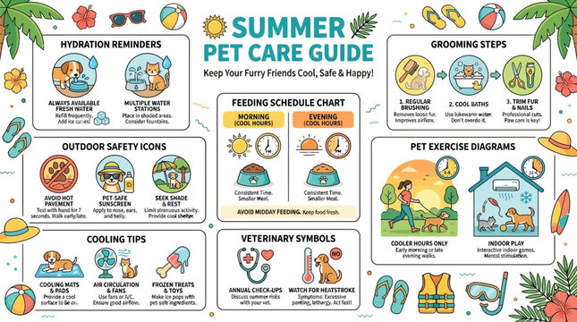 Pet care guide provides essential summer safety tips and schedules for maintaining the health of dogs and cats.