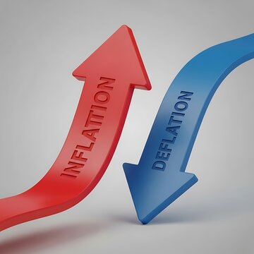 Red and blue arrows showing inflation and deflation.
