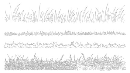 Forest Line CAD Vector Collection with Minimal Ground Cover, Turf Edging Banners and Architectural Side View Landscape Elements © Raxzen