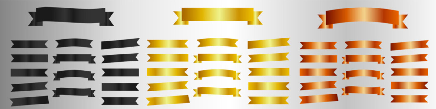 A set of banners with a gold ribbon for decorating posters, websites and advertising materials.