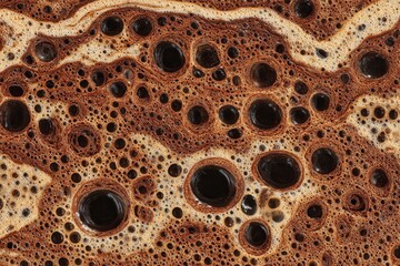 Obraz premium Delicious coffee crema forming a rich bubble and foam texture