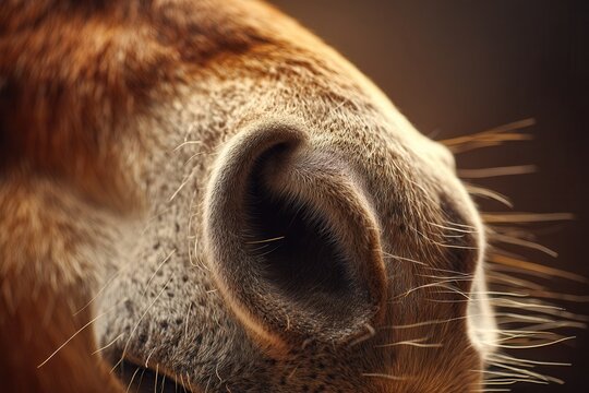 Horse snout with visible whiskers and fine fur texture
