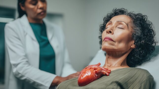 Doctor engaging with senior patient, managing heart health and providing medical care