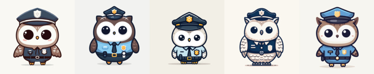 Fototapeta premium cute owl vector in police costume