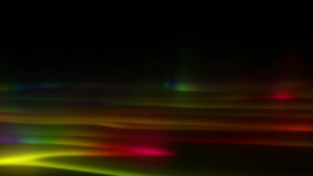 Side view of rainbow aurora moving in parallel.Rainbow northern lights moving parallel from a side angle
