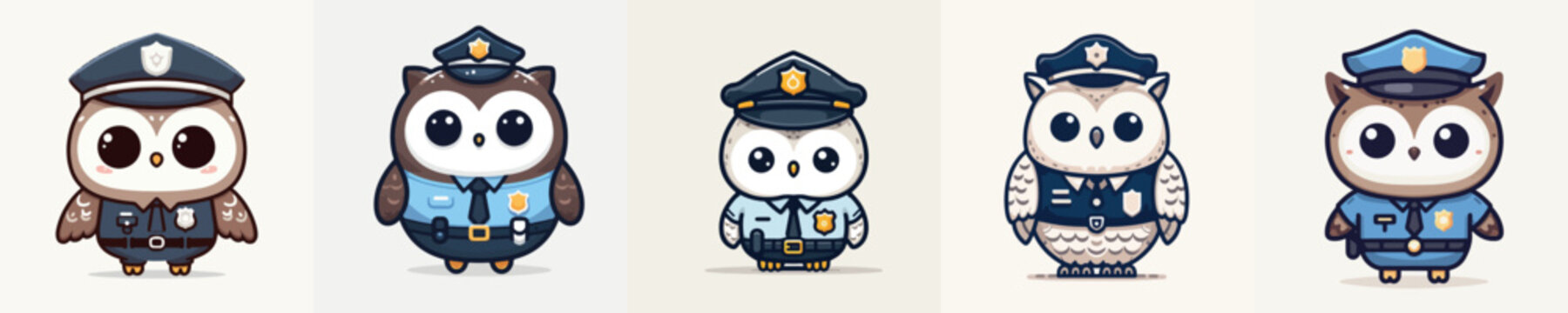 cute owl vector in police costume