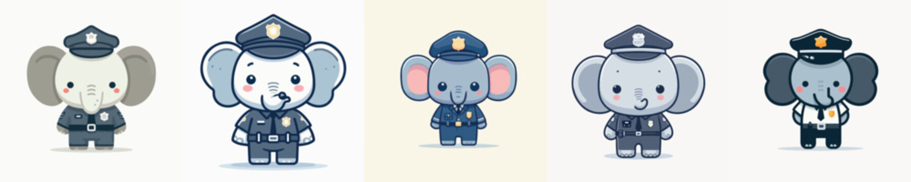 cute elephant vector in police costume