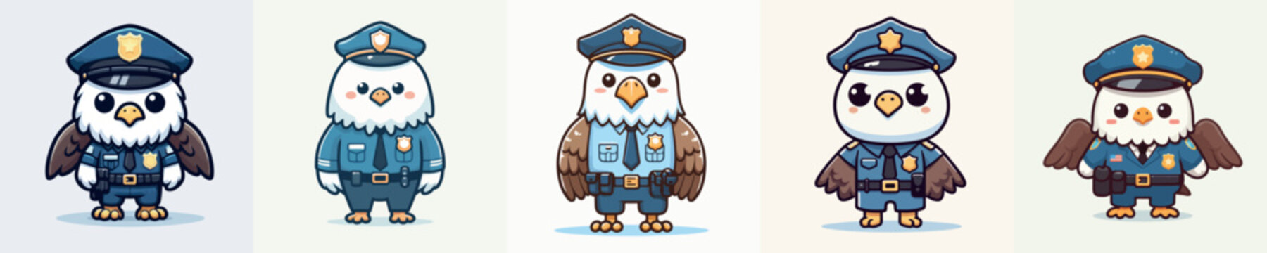 cute eagle vector in police costume