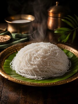 Traditional South Indian Idiyappam String Hoppers with Steam