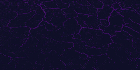 Obraz premium Purple Cracked Texture Background With Neon Veins Abstract Grunge Pattern For Design