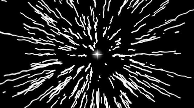 Cartoon speed line overlay featuring white comic streaks, dynamic movement effects and seamless soild black screen background animation for action scenes and transitions