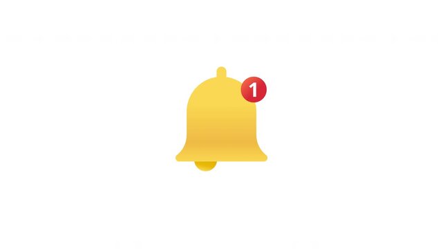 Notification Bell Icon Animation With One New Alert Counter Badge Prores Alpha Channel 4K 60 fps