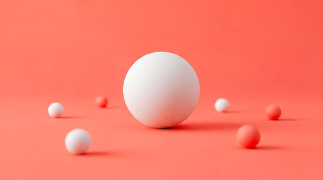 white ping pong ball coral background sports minimal product display table tennis concept communicates quick reflexes friendly competition training focus recreation and clean athletic promotion