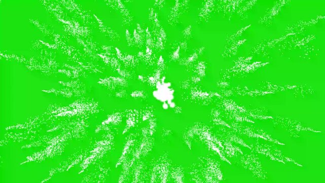 High velocity speed line tunnel animation with white motion streaks, anime inspired action graphics and seamless looping soild green screen background 4k...