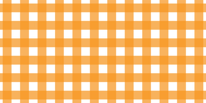 Halloween checkered tablecloth with orange plaid pattern background. Flat vector illustration isolated