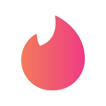 Flat vector icon of the Tinder logo. Minimalist flame symbol featuring an orange to pink gradient design. Popular dating and social media mobile application asset.