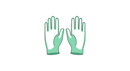Obraz premium Illustration Of Two Surgical Gloves With Green Outline And White Fill On A Clean Background