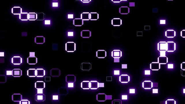 Abstract purple digital mosaic geometric pattern design background 4k motion graphic backdrop
