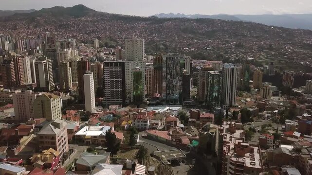 aerial view of the city La Pas Bolivia