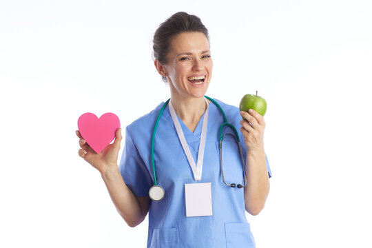 Laughing Doctor Promoting Wellness with Heart and Apple