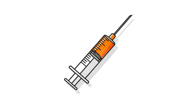 Illustration Of A Syringe Filled With Orange Liquid For Medication Injection Purposes