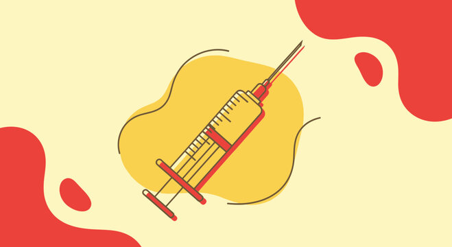 Illustration Of A Syringe, Representing Concepts Around Vaccinations And Injections