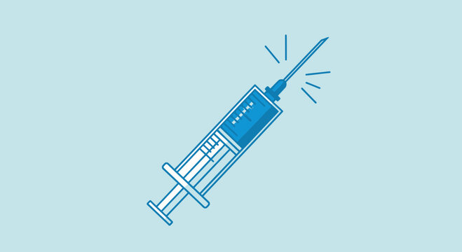 Illustration Of a Syringe With A Focused Needle Tip, Medical Injection Equipment.