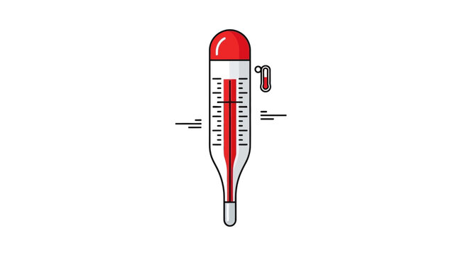 Illustration Of A Thermometer Measuring Temperature In Outline Style For Medical Purposes