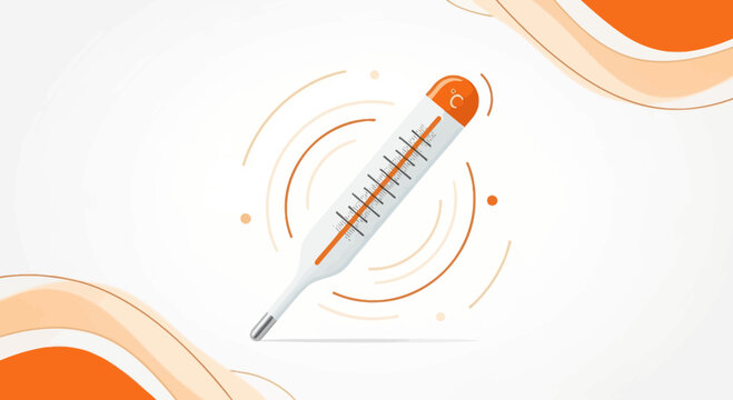 Illustration Of A Thermometer Measuring Temperature In Modern Orange And White Style