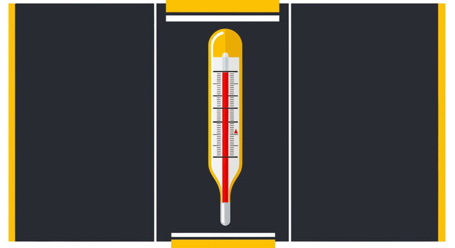 Illustration Of A Thermometer On A Dark Background, Fever Indicator Graphic