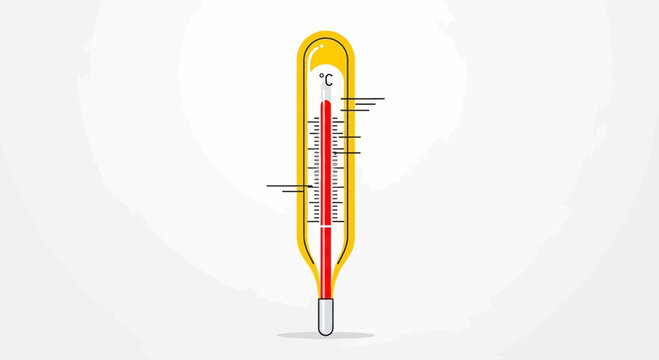 Illustration Of A Thermometer On A Light Background Showing  High Temperature Display