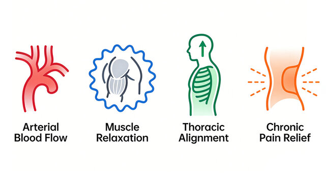 Arterial vessels, relaxing muscles, thoracic spine humanoid, promoting circulation and relaxing muscles for posture correction and pain relief, suitable for massage machines and spinal correction 