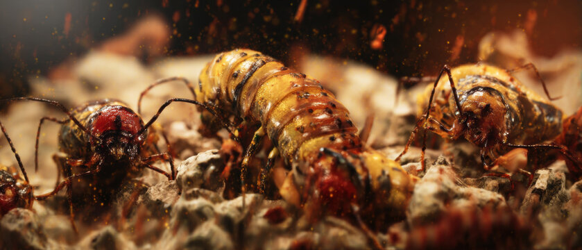Decaying organic matter infested with maggots, showing severe decomposition and biological infestation.